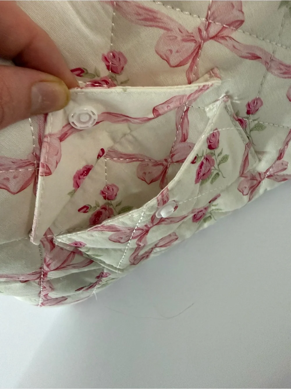 Quilted Pink Bow Rose iPad Laptop Sleeve Coquette Floral Tablet Case Cottagecore